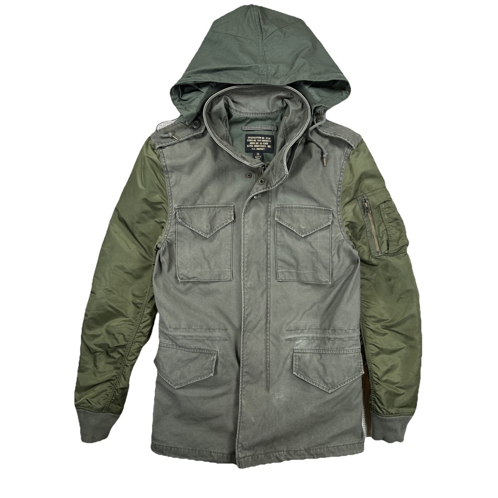 Alpha Industries Field Jacket Military Style Hooded Green Men's XS